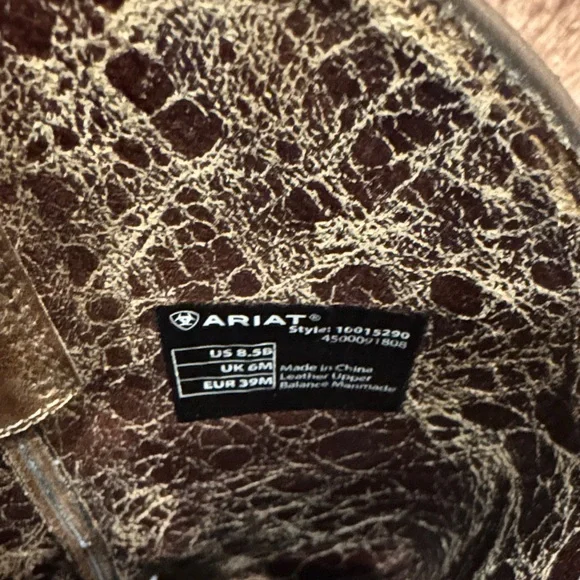 Ariat Tan Brown Embroidered Western Heeled Boots - Picture 3 of 4